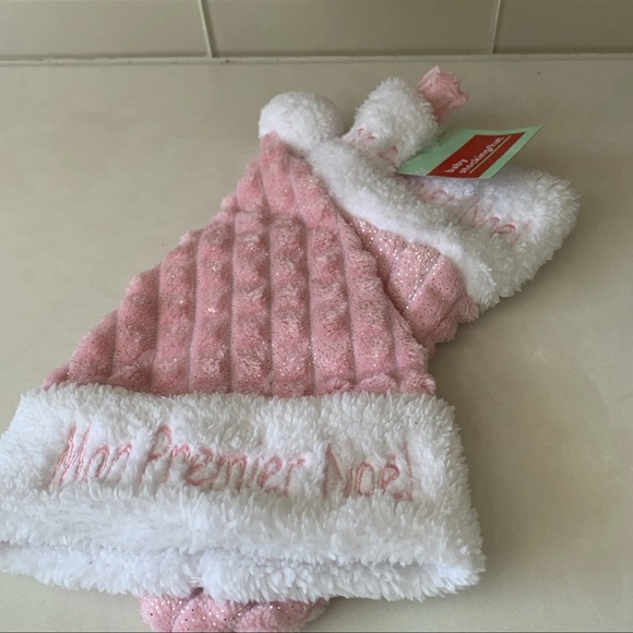 New Baby Stocking & Hat Set My First Christmas In French Pink Mon Premier Noel - Picture 4 of 10